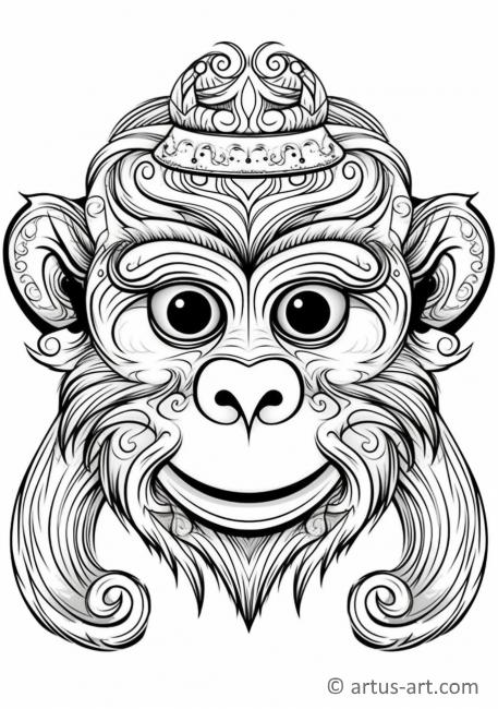 Cute Macaque Coloring Page For Kids